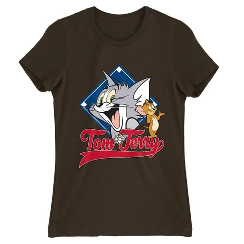 Barna Tom és Jerry női rövid ujjú póló - Badge