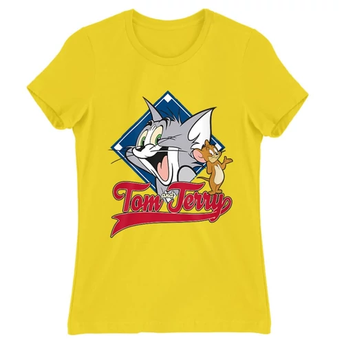 Citromsárga Tom és Jerry női rövid ujjú póló - Badge
