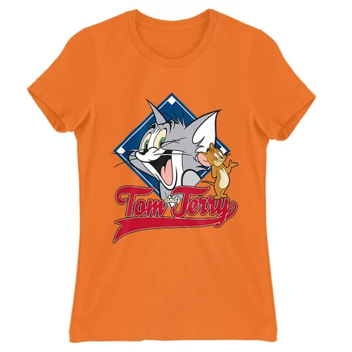 Narancs Tom és Jerry női rövid ujjú póló - Badge