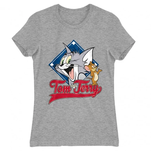 Sportszürke Tom és Jerry női rövid ujjú póló - Badge