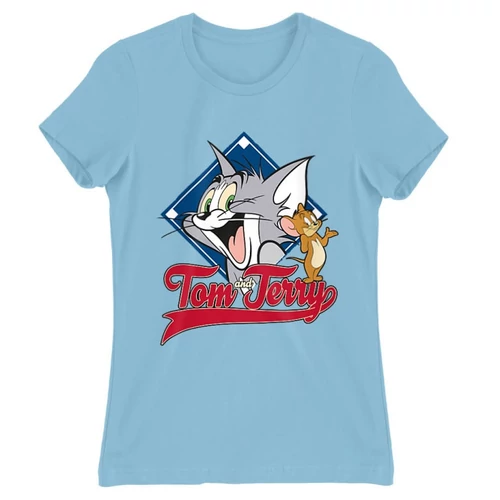 Világoskék Tom és Jerry női rövid ujjú póló - Badge