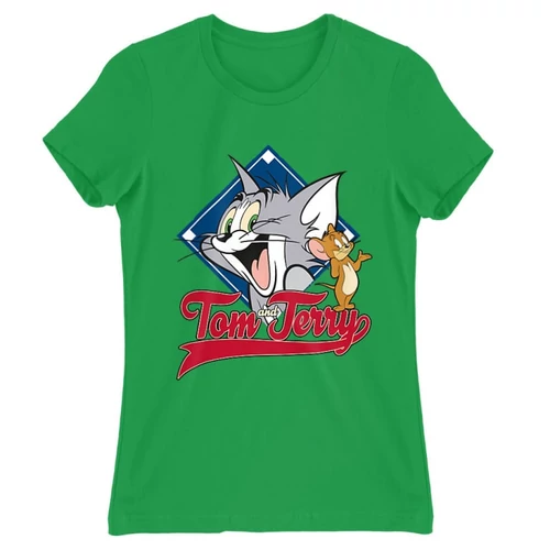 Zöld Tom és Jerry női rövid ujjú póló - Badge