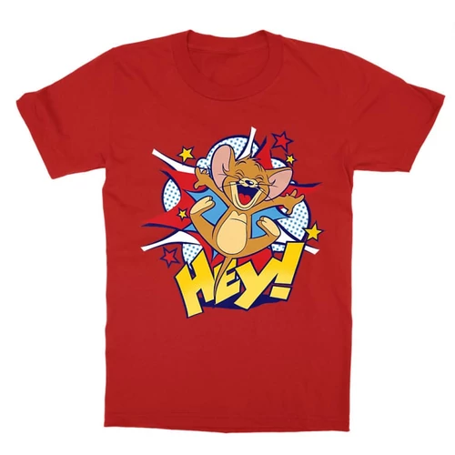 Piros Tom és Jerry gyerek rövid ujjú póló - Hey