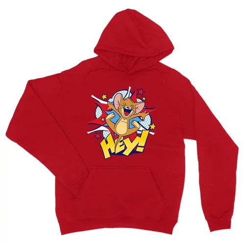 Piros Tom és Jerry unisex kapucnis pulóver - Hey