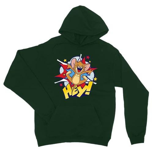 Sötétzöld Tom és Jerry unisex kapucnis pulóver - Hey