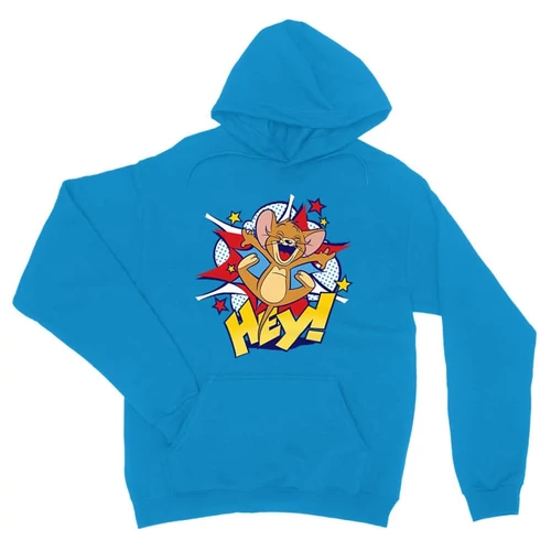 Zafírkék Tom és Jerry unisex kapucnis pulóver - Hey