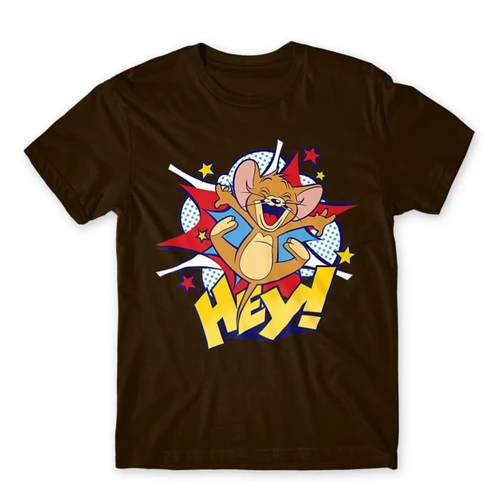 Barna Tom és Jerry férfi rövid ujjú póló - Hey