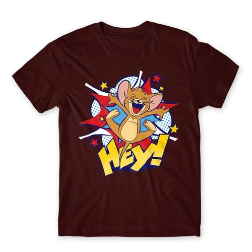 Bordó Tom és Jerry férfi rövid ujjú póló - Hey