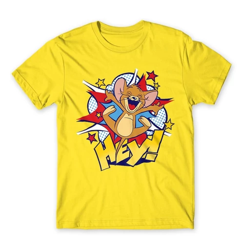 Citromsárga Tom és Jerry férfi rövid ujjú póló - Hey