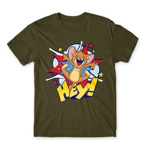 Khaki Tom és Jerry férfi rövid ujjú póló - Hey