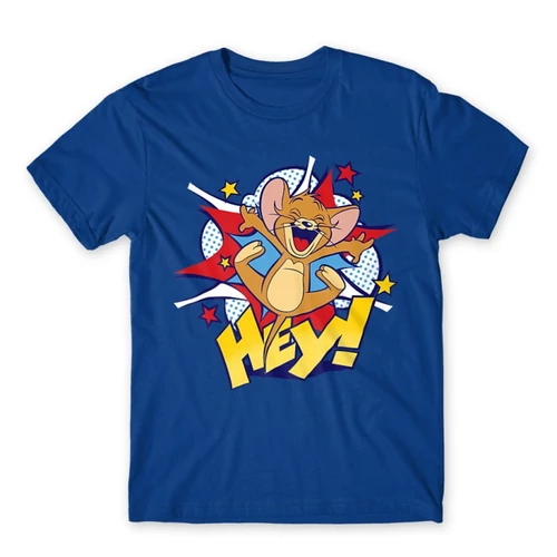 Királykék Tom és Jerry férfi rövid ujjú póló - Hey