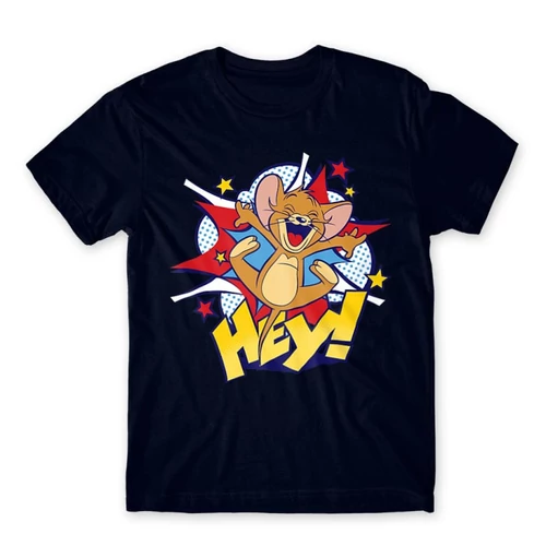 Sötétkék Tom és Jerry férfi rövid ujjú póló - Hey