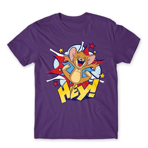 Sötétlila Tom és Jerry férfi rövid ujjú póló - Hey