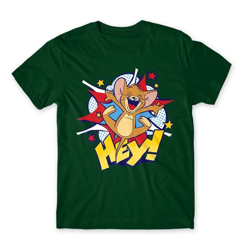 Sötétzöld Tom és Jerry férfi rövid ujjú póló - Hey