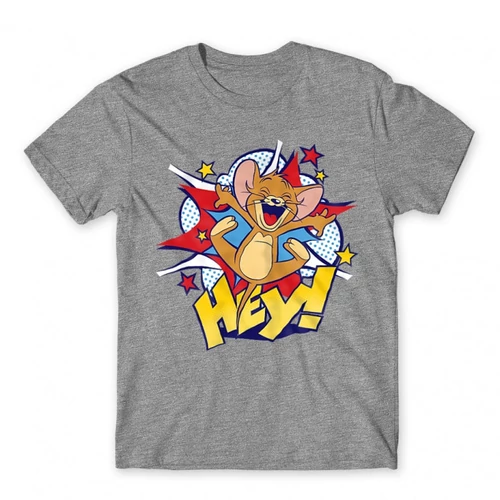 Sportszürke Tom és Jerry férfi rövid ujjú póló - Hey