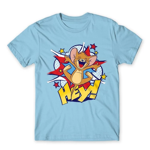 Világoskék Tom és Jerry férfi rövid ujjú póló - Hey