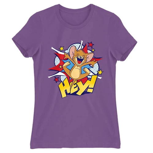 Világoslila Tom és Jerry női rövid ujjú póló - Hey