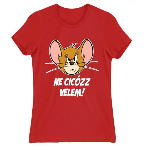 Piros Tom és Jerry női rövid ujjú póló - Ne cicózz velem!