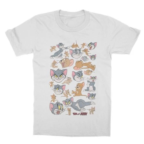 Fehér Tom és Jerry gyerek rövid ujjú póló - Pattern