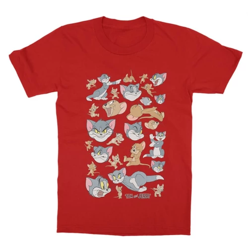 Piros Tom és Jerry gyerek rövid ujjú póló - Pattern