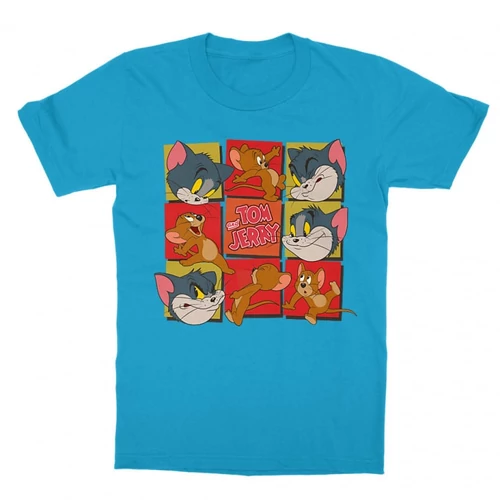 Atollkék Tom és Jerry gyerek rövid ujjú póló - Retro