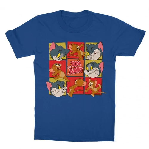 Királykék Tom és Jerry gyerek rövid ujjú póló - Retro