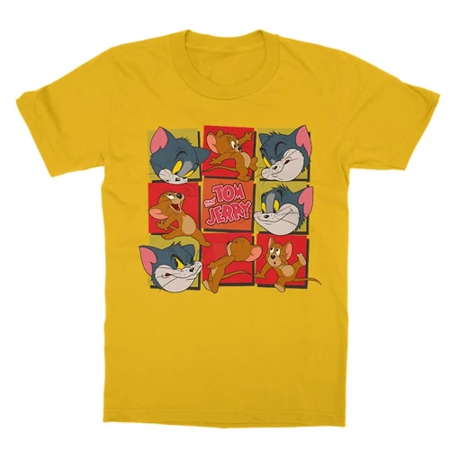 Sárga Tom és Jerry gyerek rövid ujjú póló - Retro