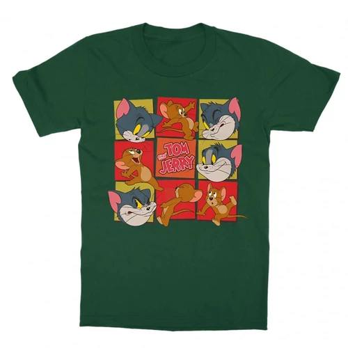 Sötétzöld Tom és Jerry gyerek rövid ujjú póló - Retro