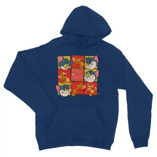 Királykék Tom és Jerry unisex kapucnis pulóver - Retro