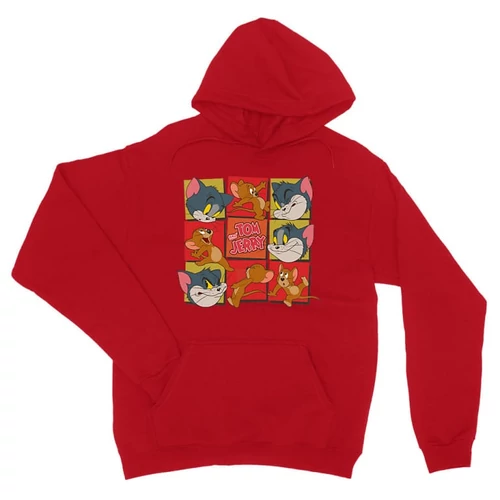 Piros Tom és Jerry unisex kapucnis pulóver - Retro