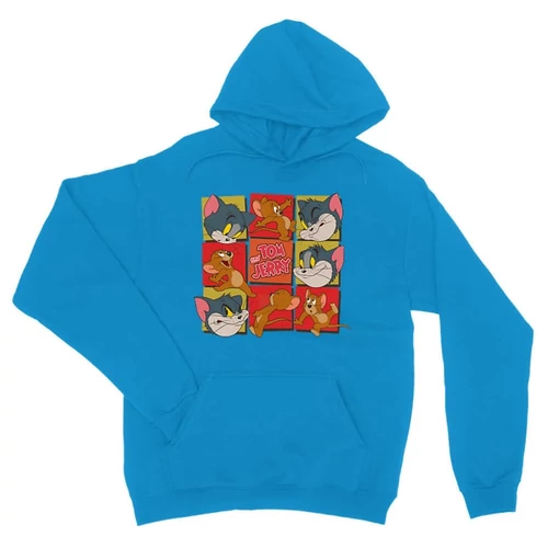 Zafírkék Tom és Jerry unisex kapucnis pulóver - Retro