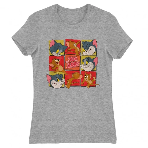 Sportszürke Tom és Jerry női rövid ujjú póló - Retro