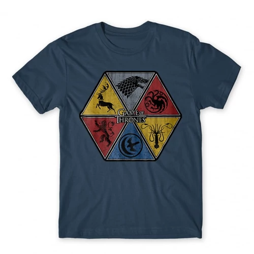 Denim Trónok harca férfi rövid ujjú póló - Game of Thrones Kingdoms