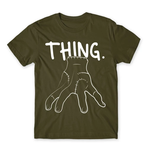 Khaki Wednesday férfi rövid ujjú póló - Thing lineart