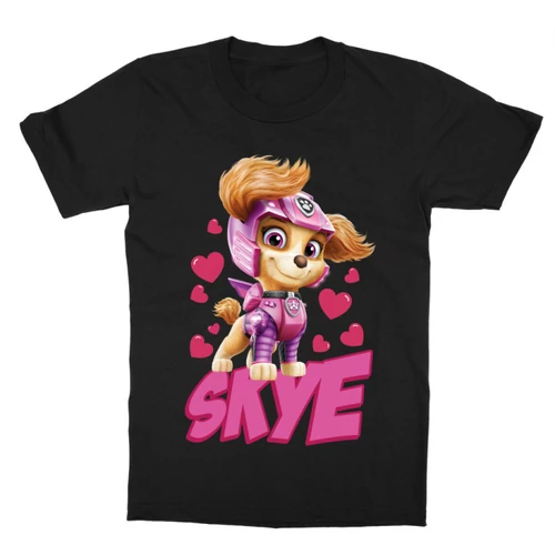 Fekete Mancs őrjárat gyerek rövid ujjú póló - Skye