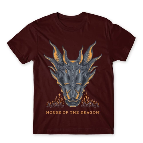 Bordó Sárkányok háza férfi póló - Dragon Head
