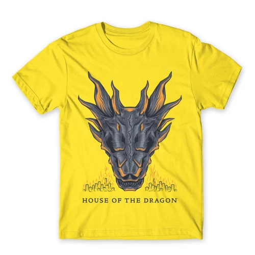 Citromsárga Sárkányok háza férfi póló - Dragon Head