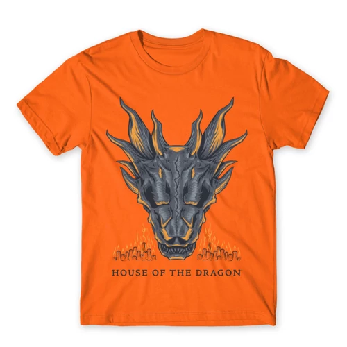 Narancs Sárkányok háza férfi póló - Dragon Head