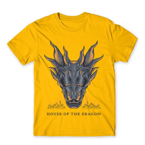 Sárga Sárkányok háza férfi póló - Dragon Head