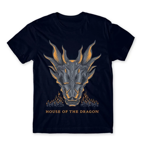 Sötétkék Sárkányok háza férfi póló - Dragon Head