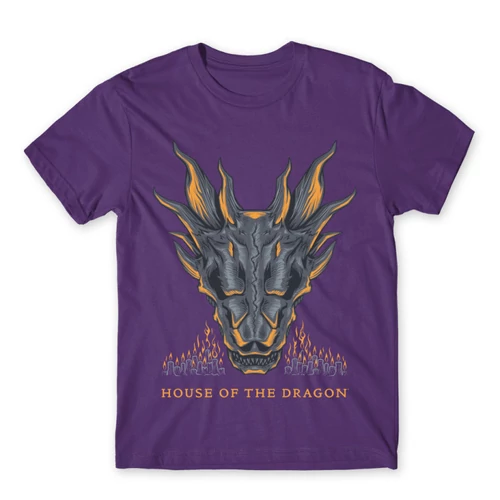 Sötétlila Sárkányok háza férfi póló - Dragon Head