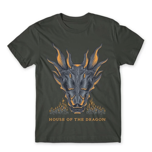Sötétszürke Sárkányok háza férfi póló - Dragon Head