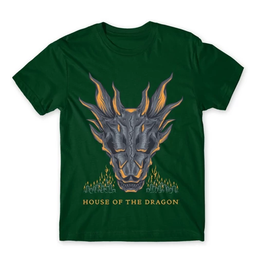 Sötétzöld Sárkányok háza férfi póló - Dragon Head