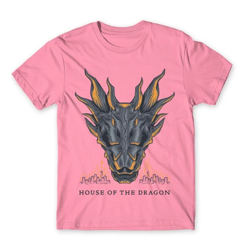 Világos rózsaszín Sárkányok háza férfi póló - Dragon Head