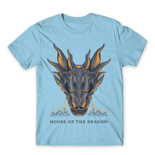 Világoskék Sárkányok háza férfi póló - Dragon Head