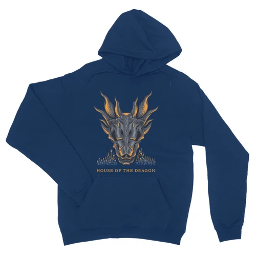 Királykék Sárkányok háza unisex kapucnis pulóver - Dragon Head