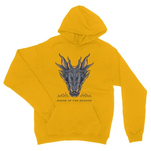 Sárga Sárkányok háza unisex kapucnis pulóver - Dragon Head