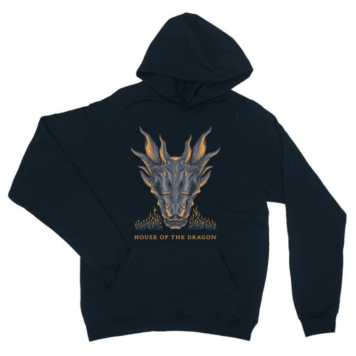 Sötétkék Sárkányok háza unisex kapucnis pulóver - Dragon Head