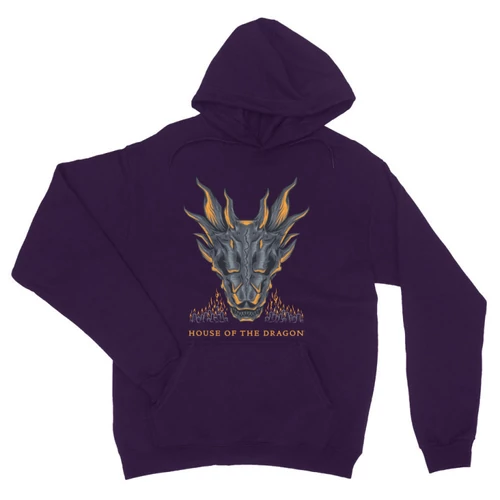 Sötétlila Sárkányok háza unisex kapucnis pulóver - Dragon Head