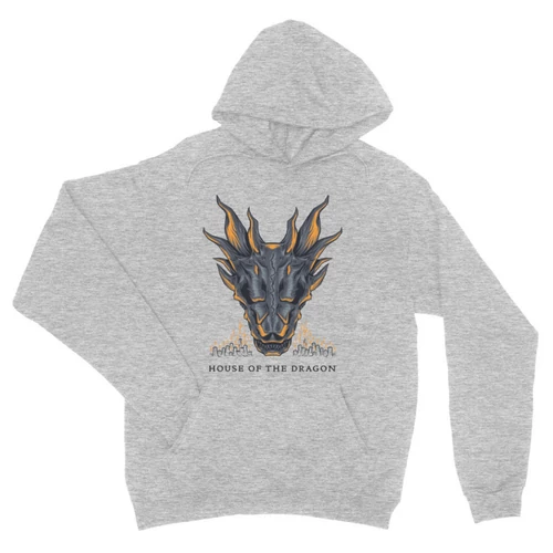 Sportszürke Sárkányok háza unisex kapucnis pulóver - Dragon Head